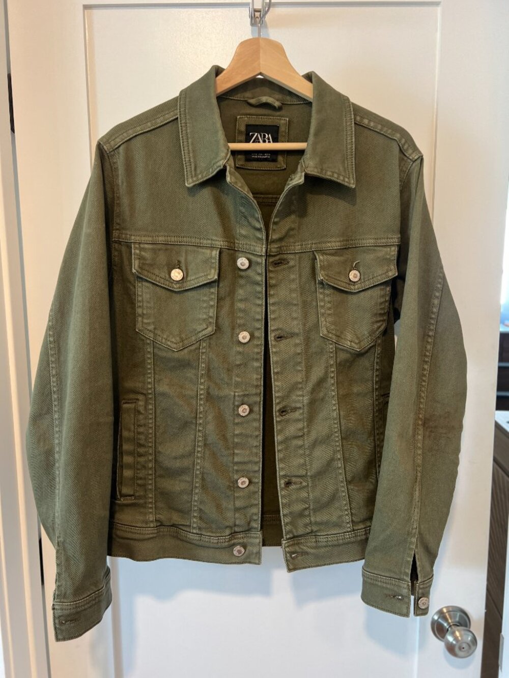 Zara Men’s Green Denim Jacket – Size M